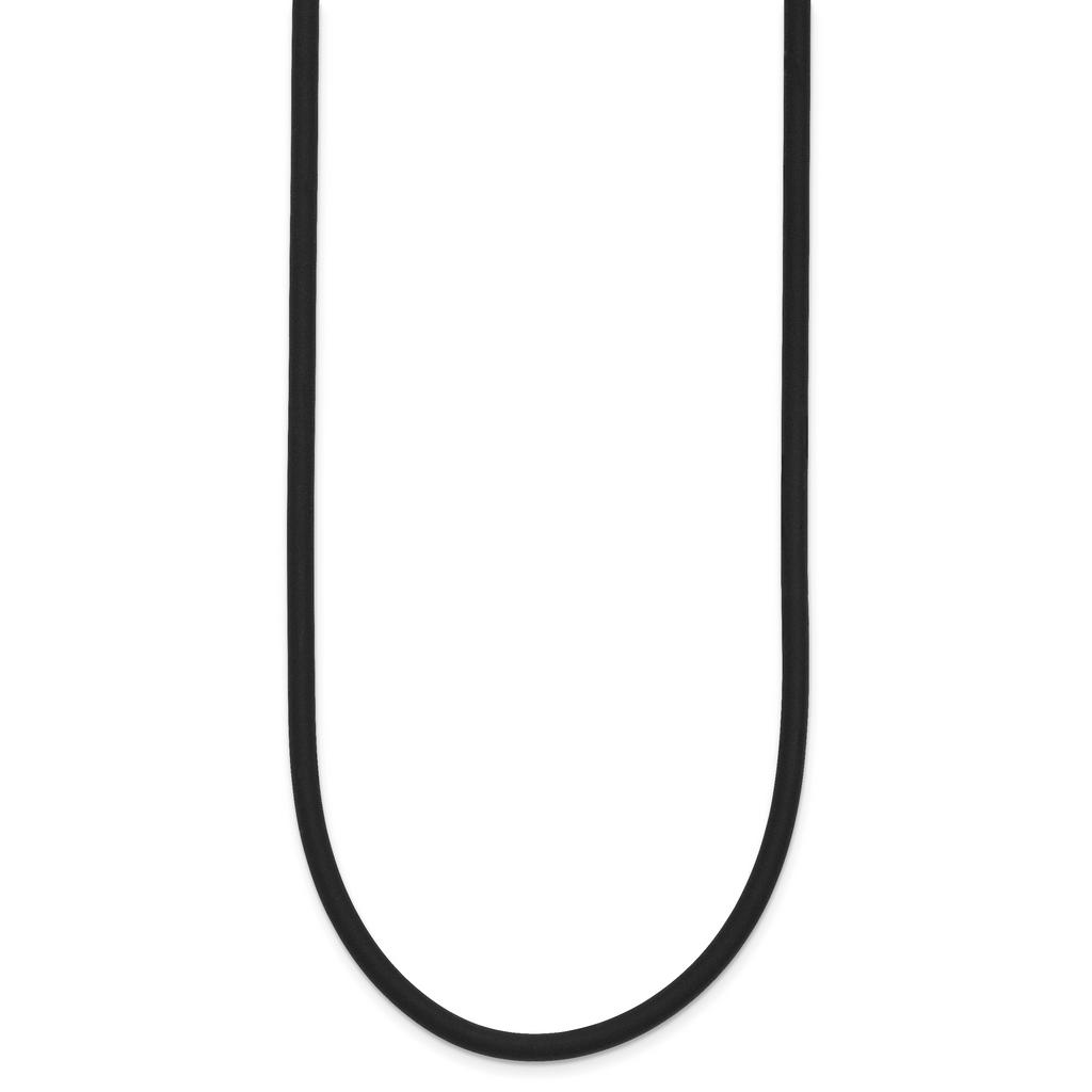 14k Yellow Clasp 3mm 20 inch Black Rubber Cord Necklace