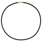 14k Yellow Clasp 3mm 18 inch Black Rubber Cord Necklace
