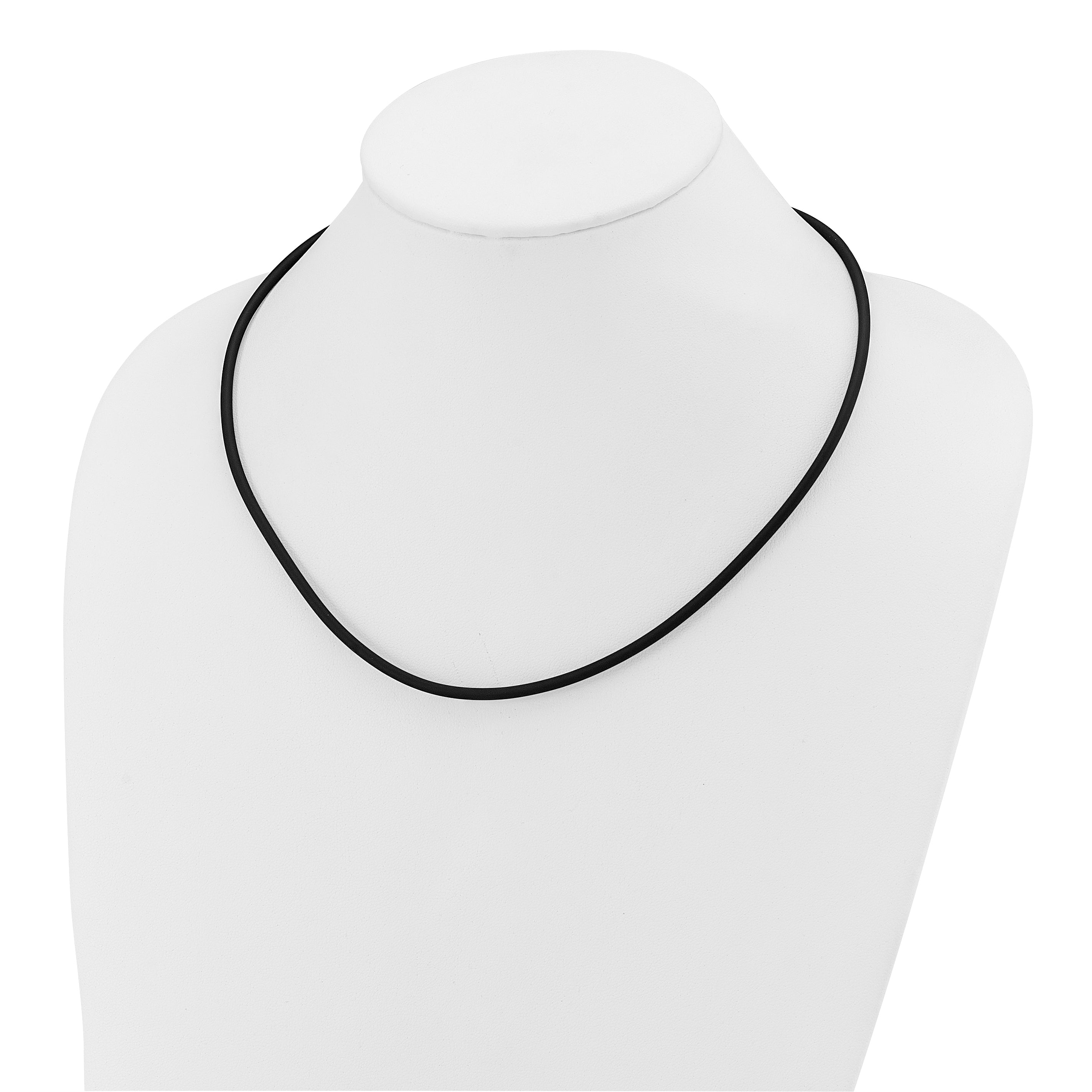 14k Yellow Clasp 3mm 20 inch Black Rubber Cord Necklace