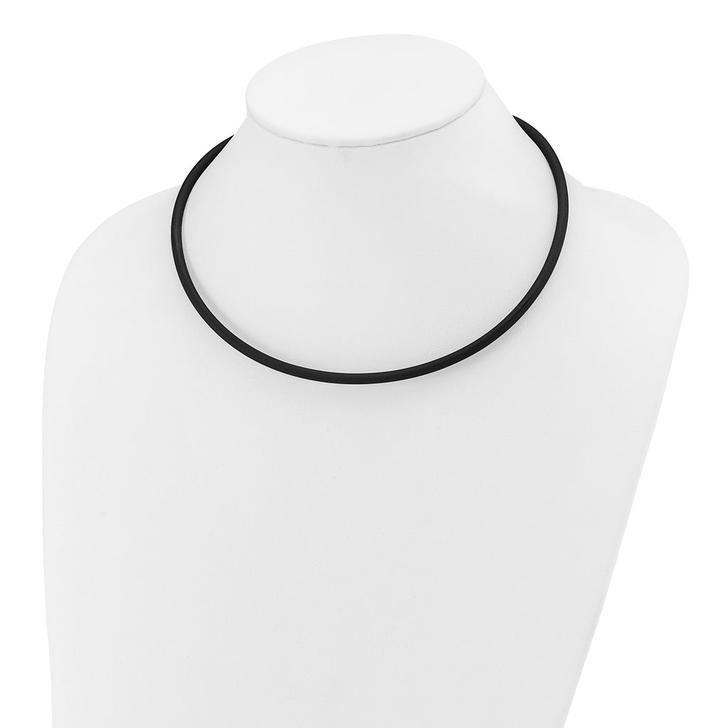 14k Yellow Clasp 4mm 18 inch Black Rubber Cord Necklace