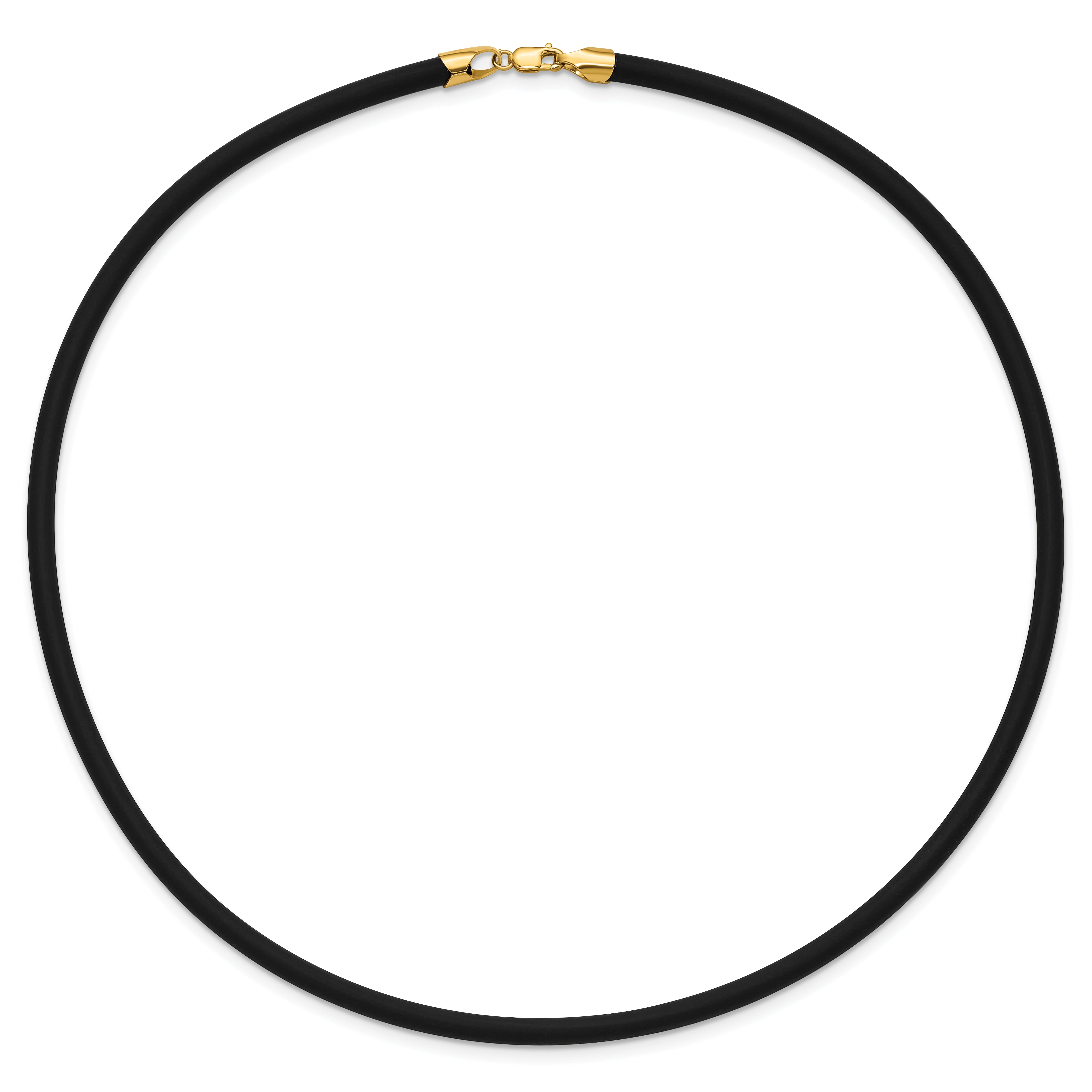 14k Yellow Clasp 4mm 18 inch Black Rubber Cord Necklace