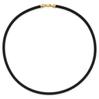 14k Yellow Clasp 4mm 18 inch Black Rubber Cord Necklace