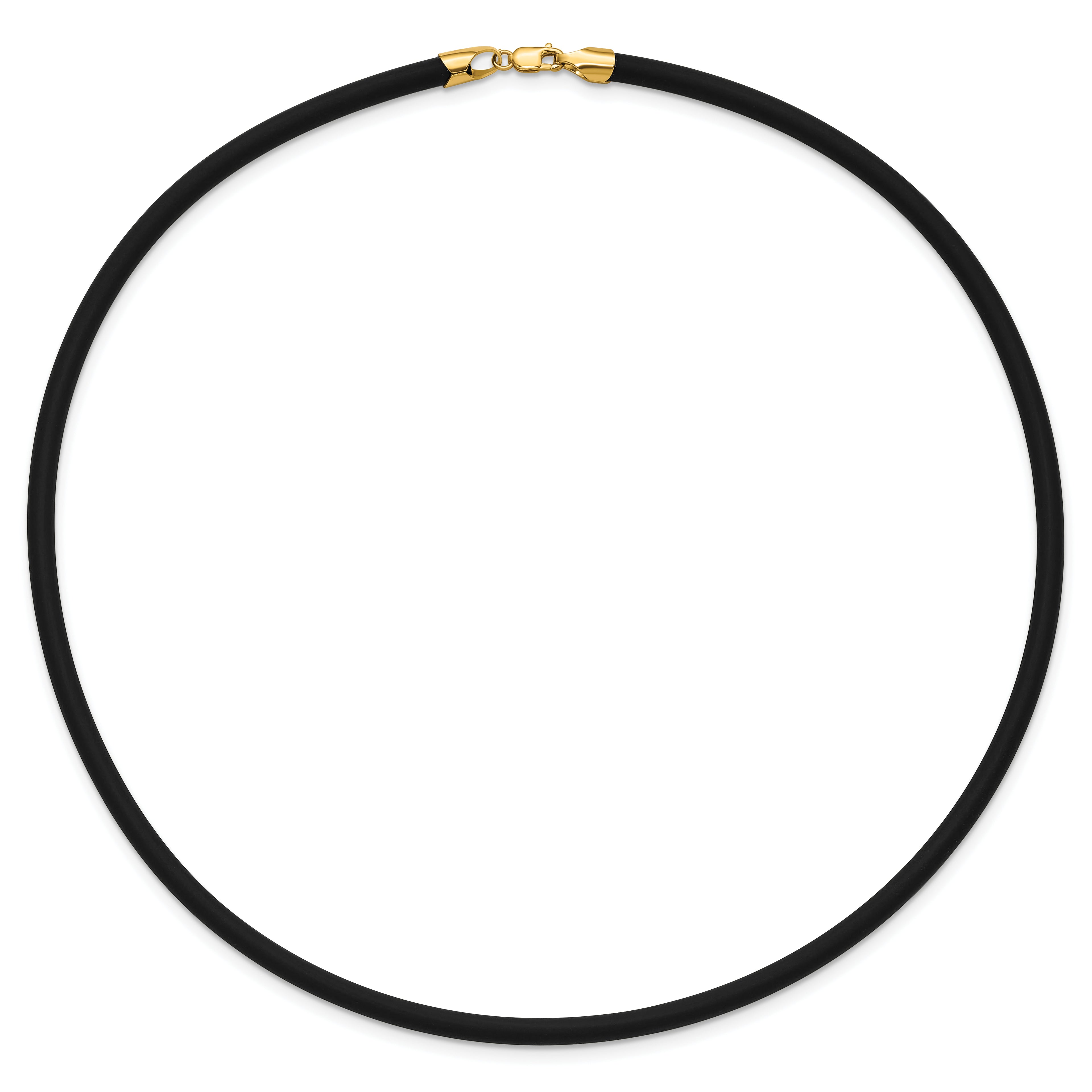 14k Yellow Clasp 4mm 18 inch Black Rubber Cord Necklace