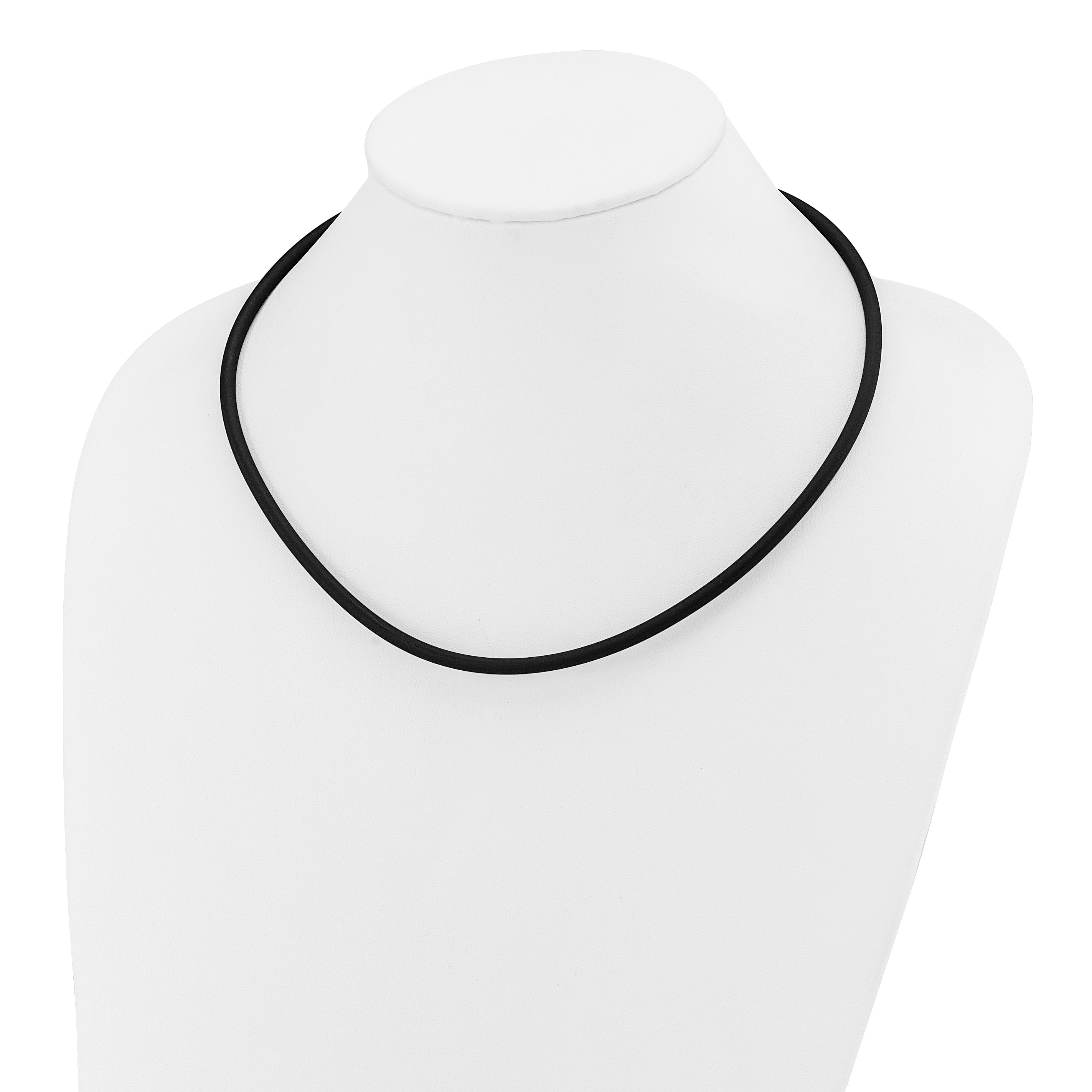14k Yellow Clasp 4mm 20 inch Black Rubber Cord Necklace