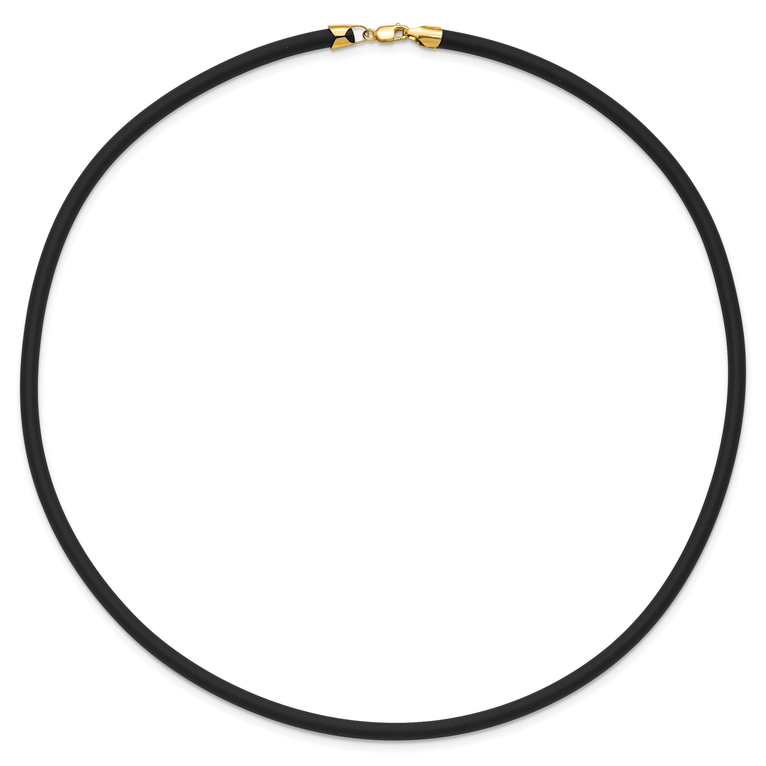 14k Yellow Clasp 4mm 20 inch Black Rubber Cord Necklace