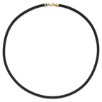 14k Yellow Clasp 4mm 18 inch Black Rubber Cord Necklace