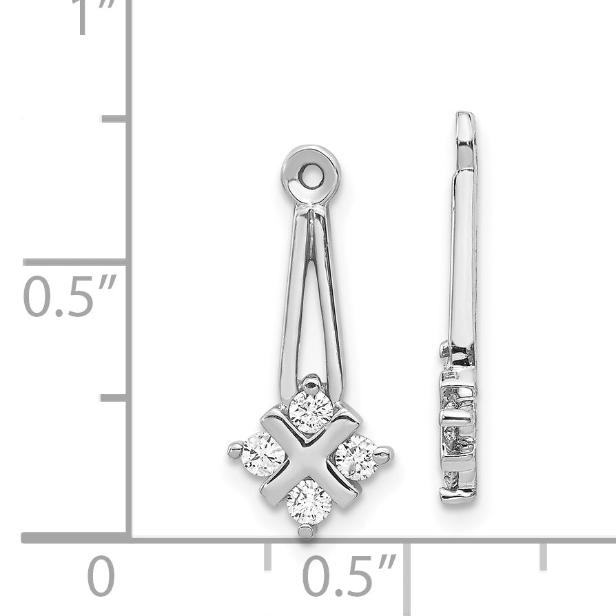 14k White Gold AA Dangle Cluster Diamond Earring Jacket