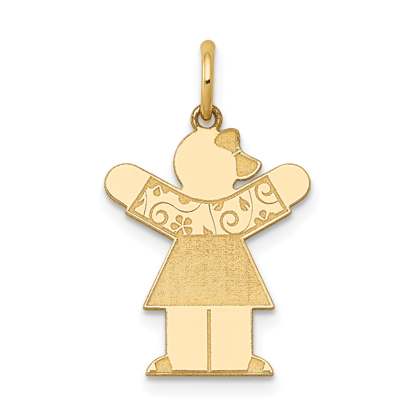 14k The Kids Small Floral Dress Girl Engravable Love Charm
