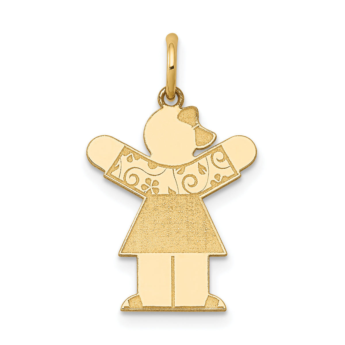 14k The Kids Small Floral Dress Girl Engravable Love Charm