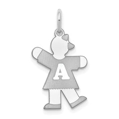 14k White Gold The Kids Small Alphabet Girl Kiss Charm