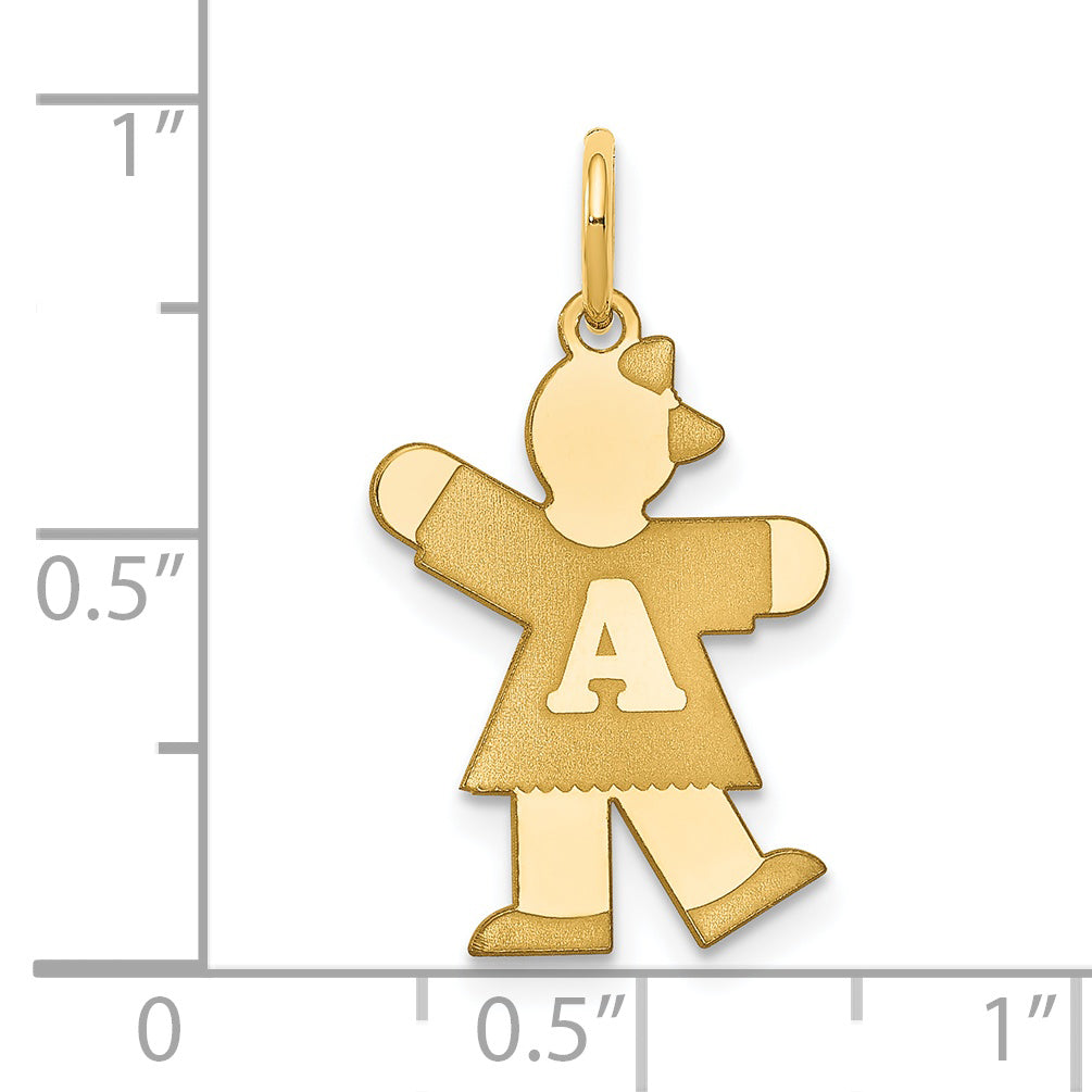 14k The Kids Small Alphabet Girl Kiss Charm
