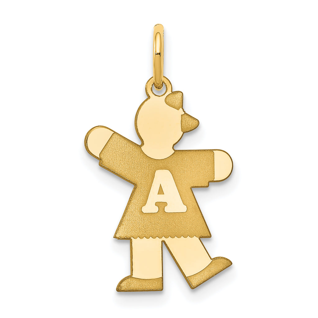 14k The Kids Small Alphabet Girl Kiss Charm