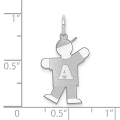 14k White Gold The Kids Small Alphabet Boy Kiss Charm