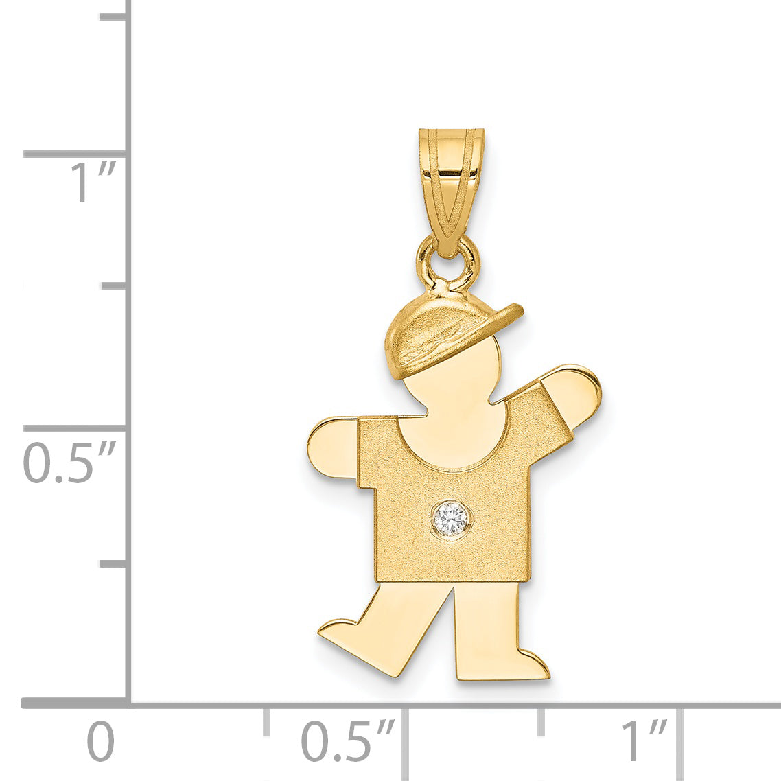 14k The Kids Small Boy with Hat on Left A Diamond Kiss Pendant