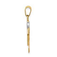 14k Two-tone The Kids Small Boy with Hat on Right AAA Diamond Joy Pendant