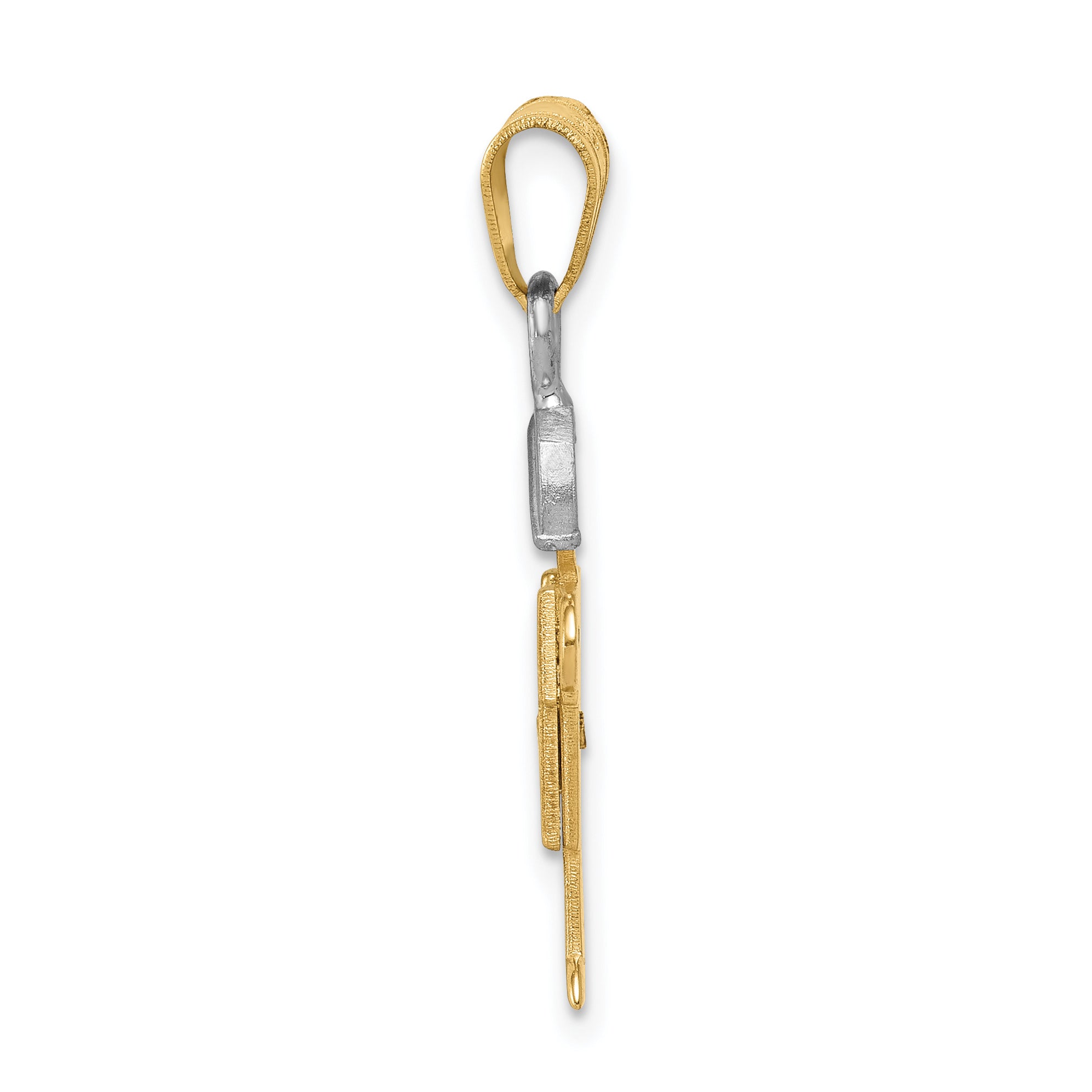 14k Two-tone The Kids Small Boy with Hat on Right AAA Diamond Hugs Pendant