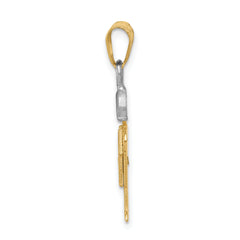 14k Two-tone The Kids Small Boy with Hat on Right AAA Diamond Hugs Pendant