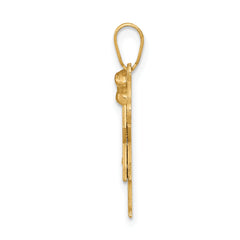 14k Two-tone The Kids Small Girl with Bow on Left AAA Diamond Love Pendant