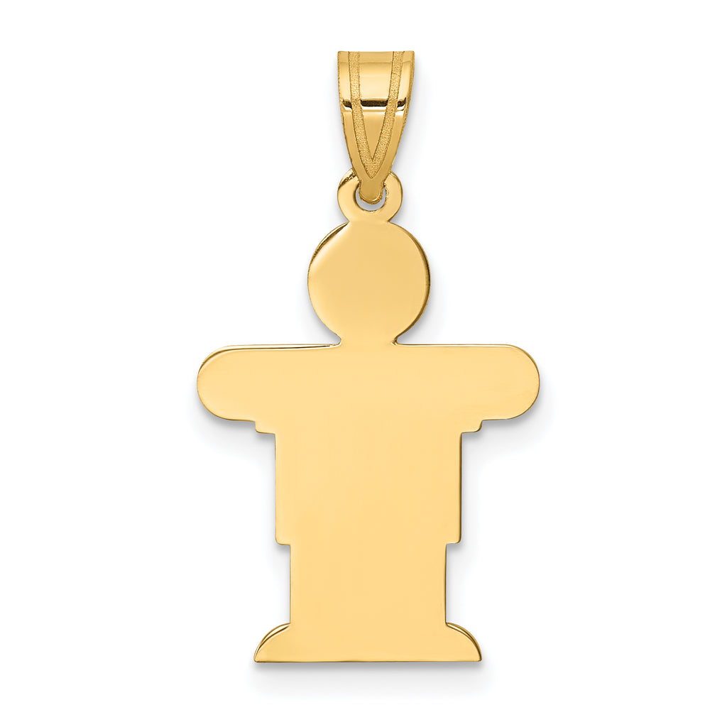 Hugs Boy Charm in 14K Yellow Gold, 25mm Satin Engravable - Sophia Jewelers