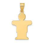 Hugs Boy Charm in 14K Yellow Gold, 25mm Satin Engravable - Sophia Jewelers