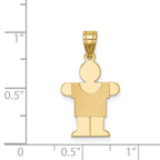 Hugs Boy Charm in 14K Yellow Gold, 25mm Satin Engravable - Sophia Jewelers