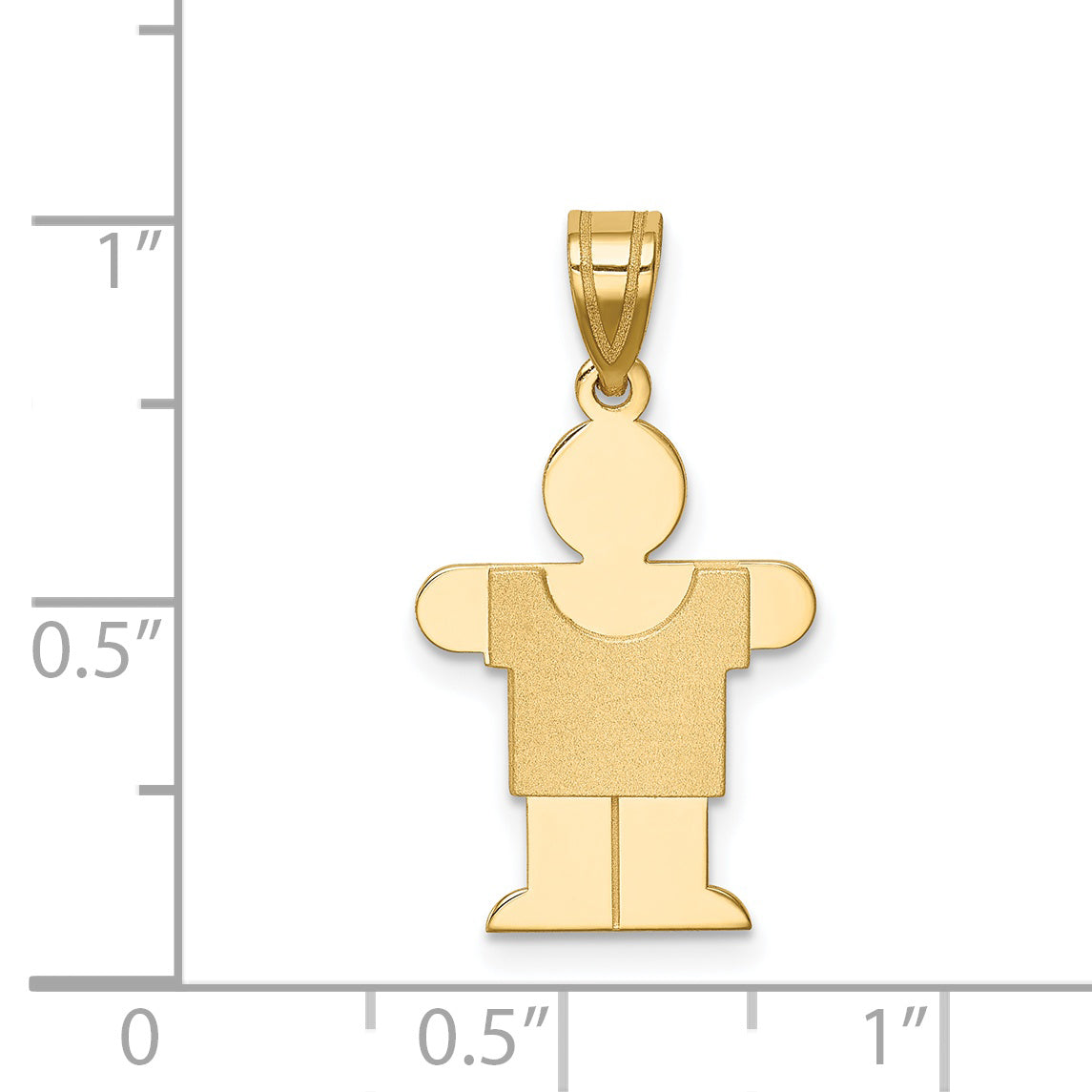 Hugs Boy Charm in 14K Yellow Gold, 25mm Satin Engravable - Sophia Jewelers