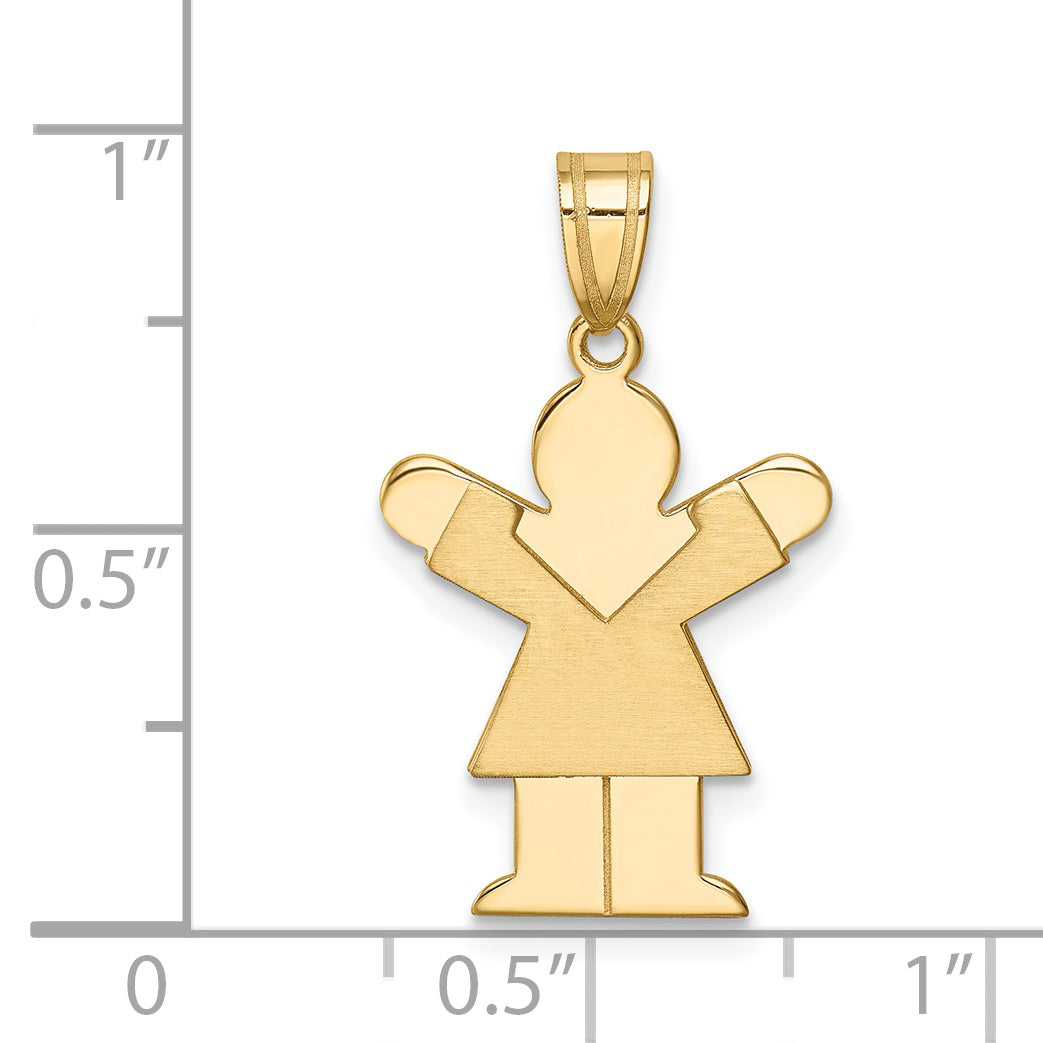 Love Girl Charm in 14K Yellow Gold, 15x25mm Brushed & Satin - Sophia Jewelers