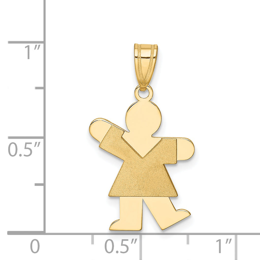 Girl Charm in 14K Yellow Gold, 14x25mm Brushed & Satin - Sophia Jewelers