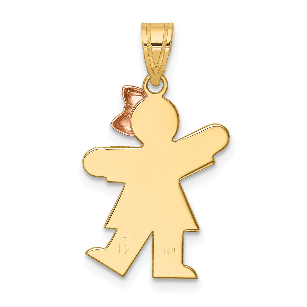 Small Girl on Right Charm in 14K Two-Tone Gold, 25mm Engravable - Sophia Jewelers