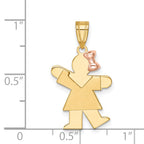 Small Girl on Right Charm in 14K Two-Tone Gold, 25mm Engravable - Sophia Jewelers