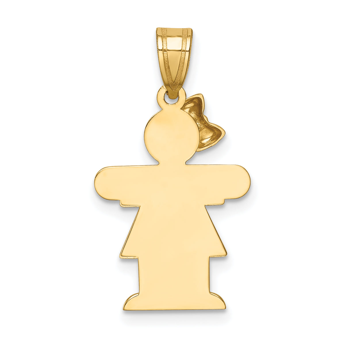 Hugs Girl Bow on Left Charm in 14K Yellow Gold, 15x30mm Engravable - Sophia Jewelers