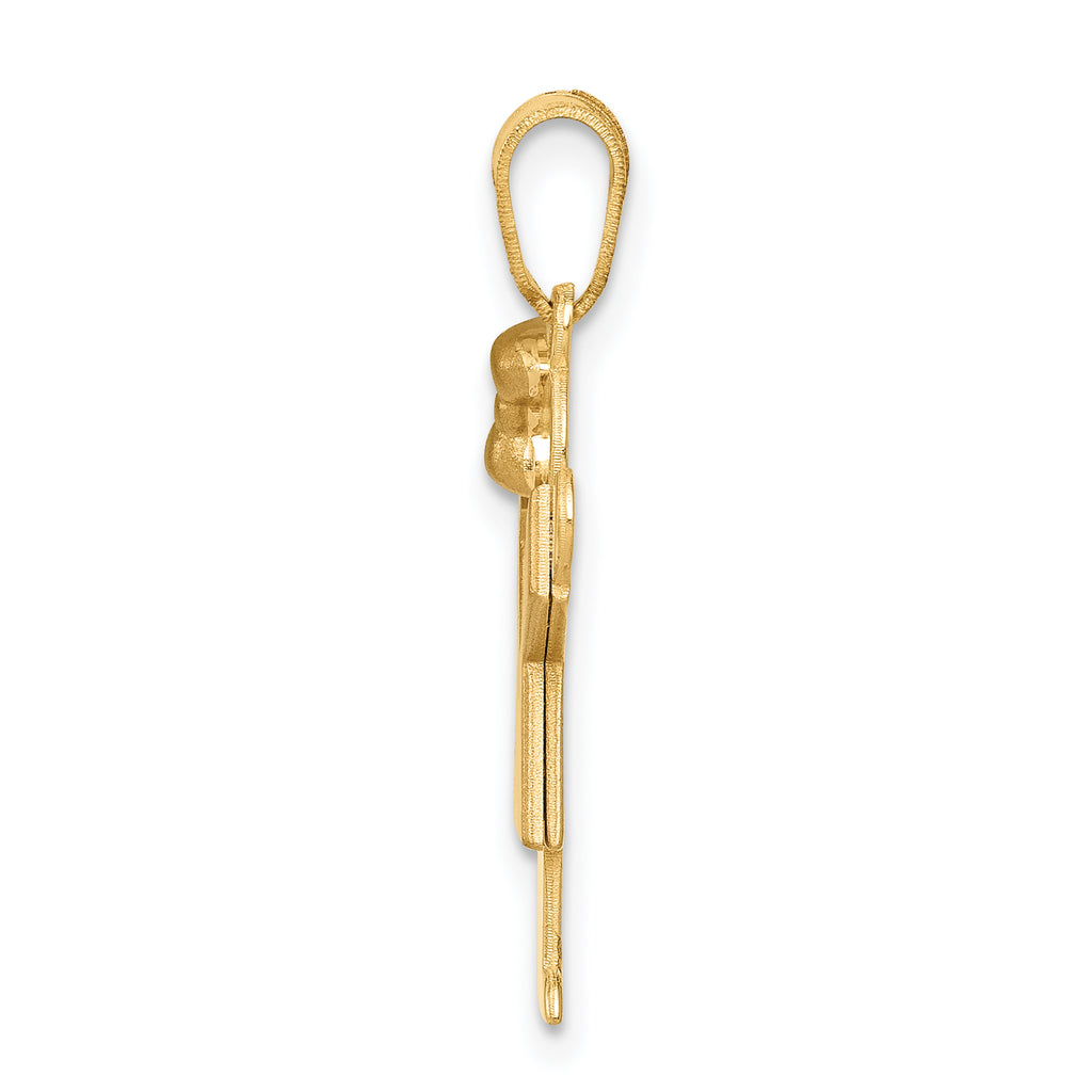 Love Girl Bow on Left Charm in 14K Two-Tone Gold, 15x25mm Engravable - Sophia Jewelers