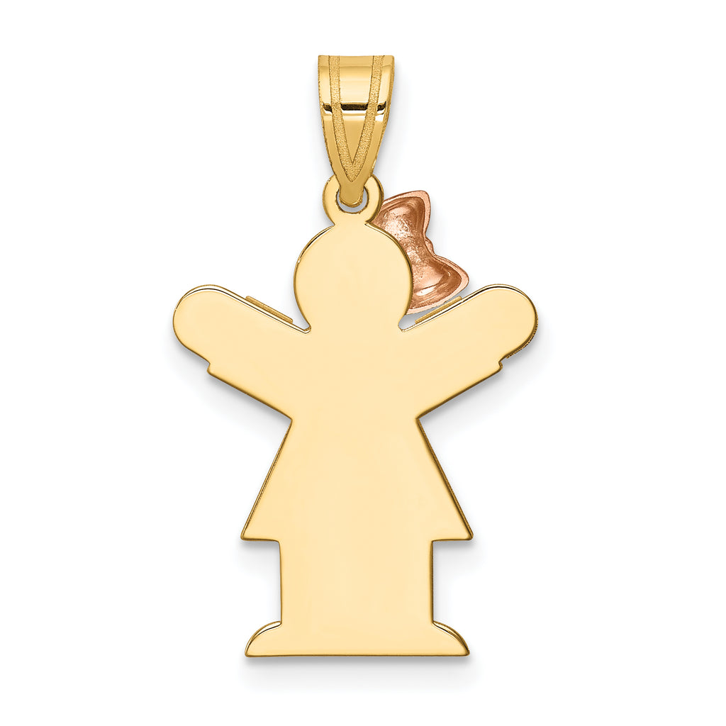 Love Girl Bow on Left Charm in 14K Two-Tone Gold, 15x25mm Engravable - Sophia Jewelers