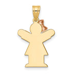 Love Girl Bow on Left Charm in 14K Two-Tone Gold, 15x25mm Engravable - Sophia Jewelers