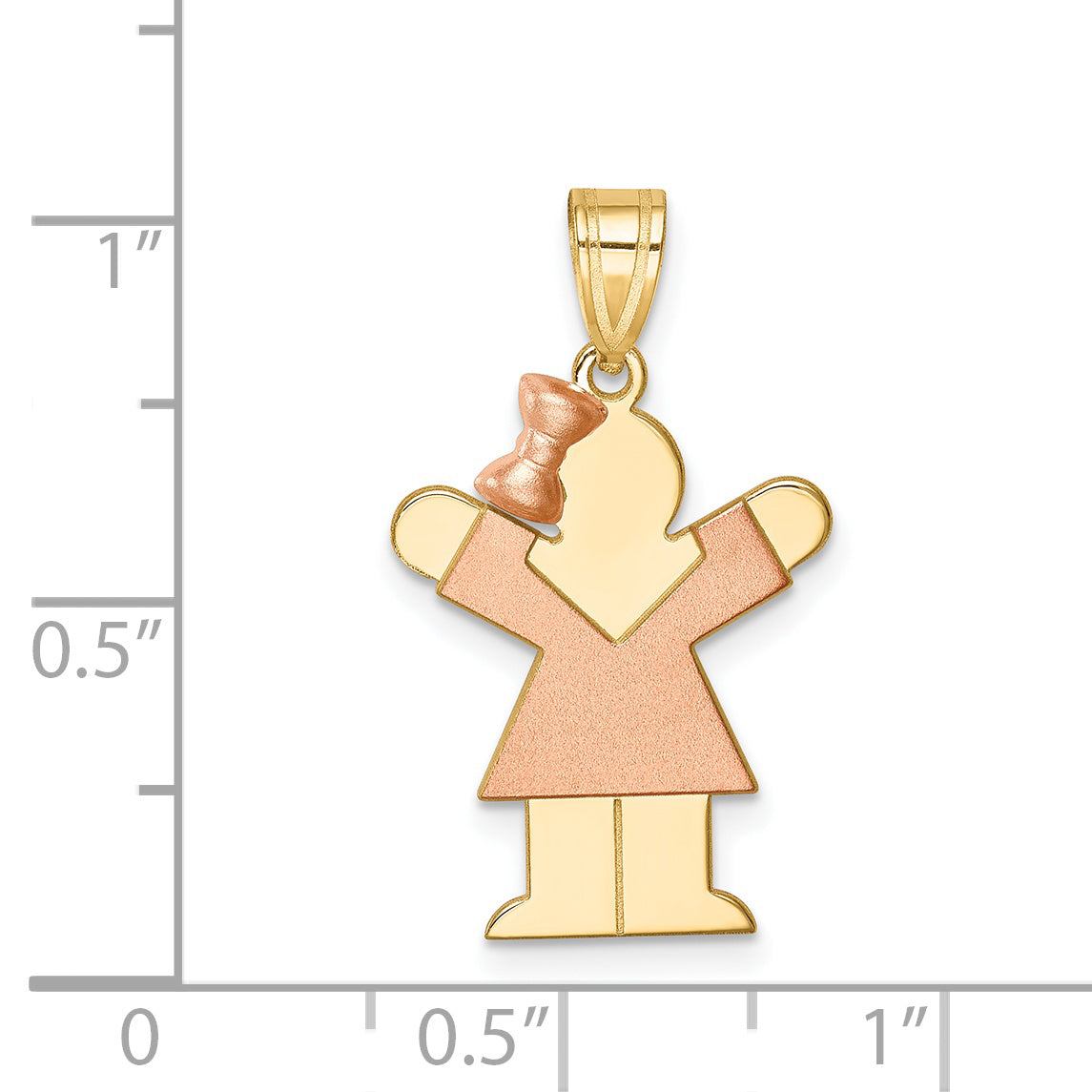 Love Girl Bow on Left Charm in 14K Two-Tone Gold, 15x25mm Engravable - Sophia Jewelers