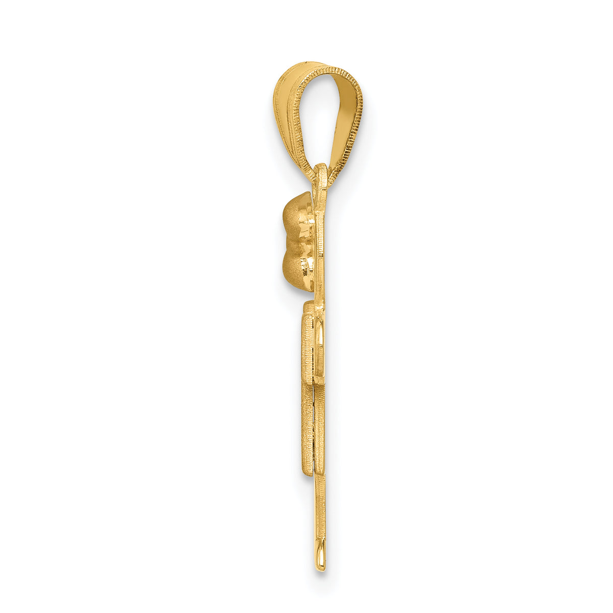Hugs Girl Bow on Left Charm in 14K Two-Tone Gold, 15x25mm Engravable - Sophia Jewelers