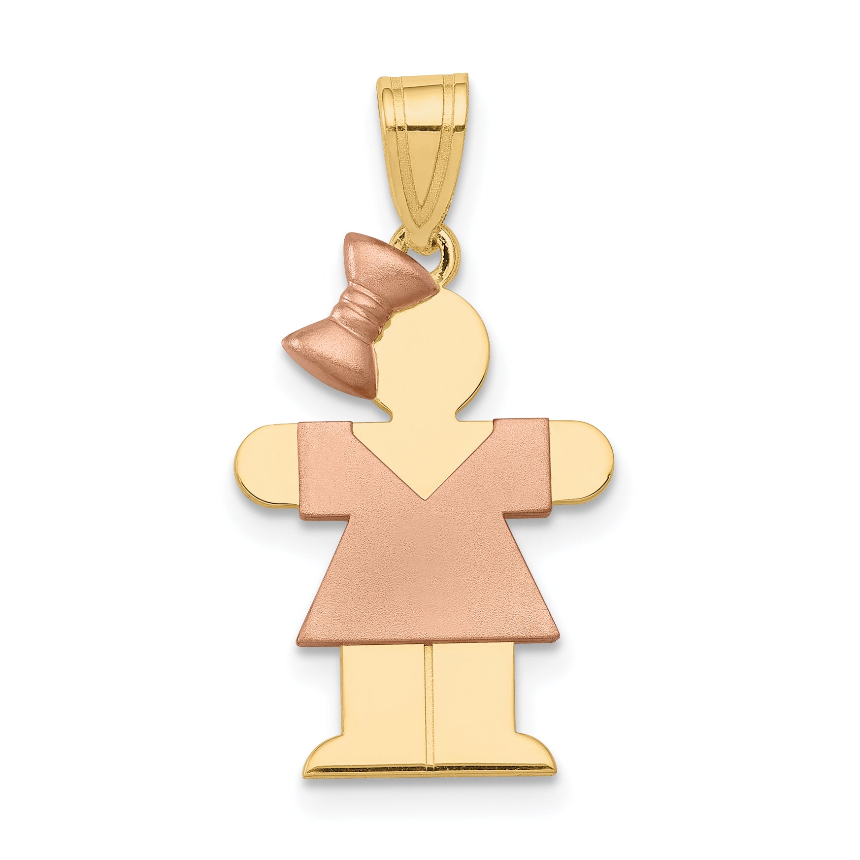 Hugs Girl Bow on Left Charm in 14K Two-Tone Gold, 15x25mm Engravable Secondary image