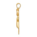 14k Two-tone The Kids Medium Puffed Girl with Bow on Right Engravable Kiss Charm