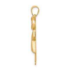 14k Two-tone The Kids Medium Puffed Girl with Bow on Right Engravable Kiss Charm