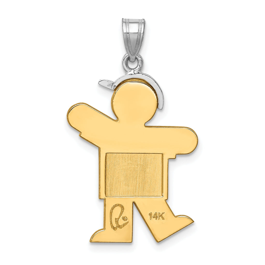 Hat on Left Kiss Charm in 14K Two-Tone Gold, 19x30mm Engravable - Sophia Jewelers