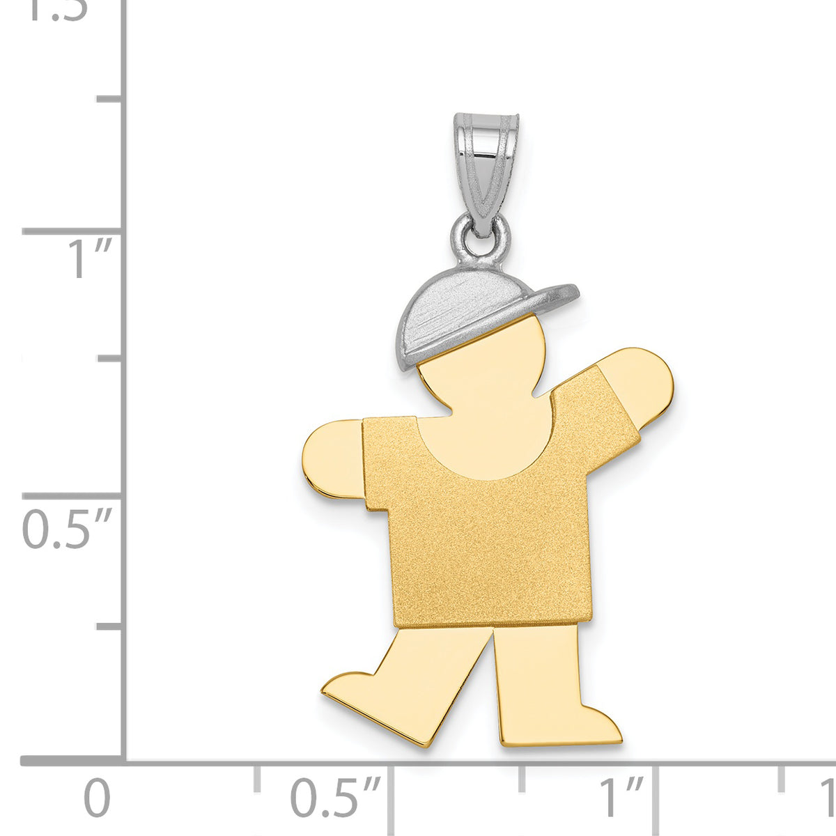 Hat on Left Kiss Charm in 14K Two-Tone Gold, 19x30mm Engravable - Sophia Jewelers