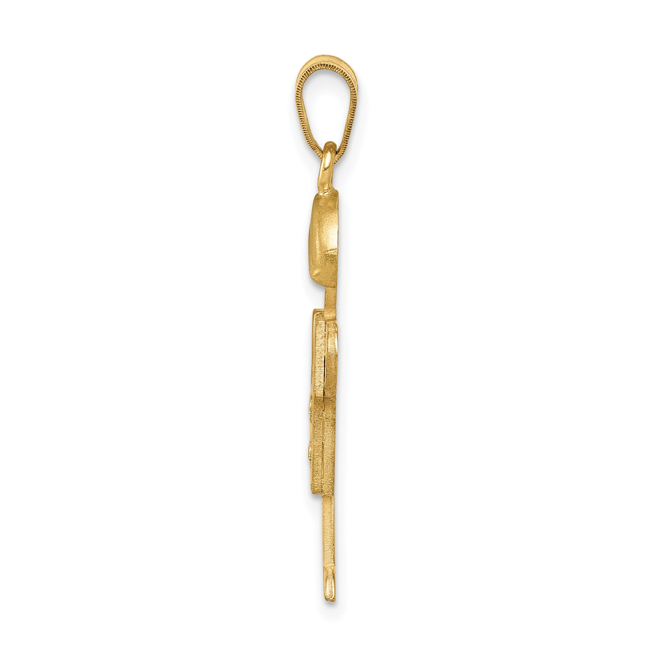 14k The Kids Medium Boy with Hat on Right AAA Diamond Hugs Pendant