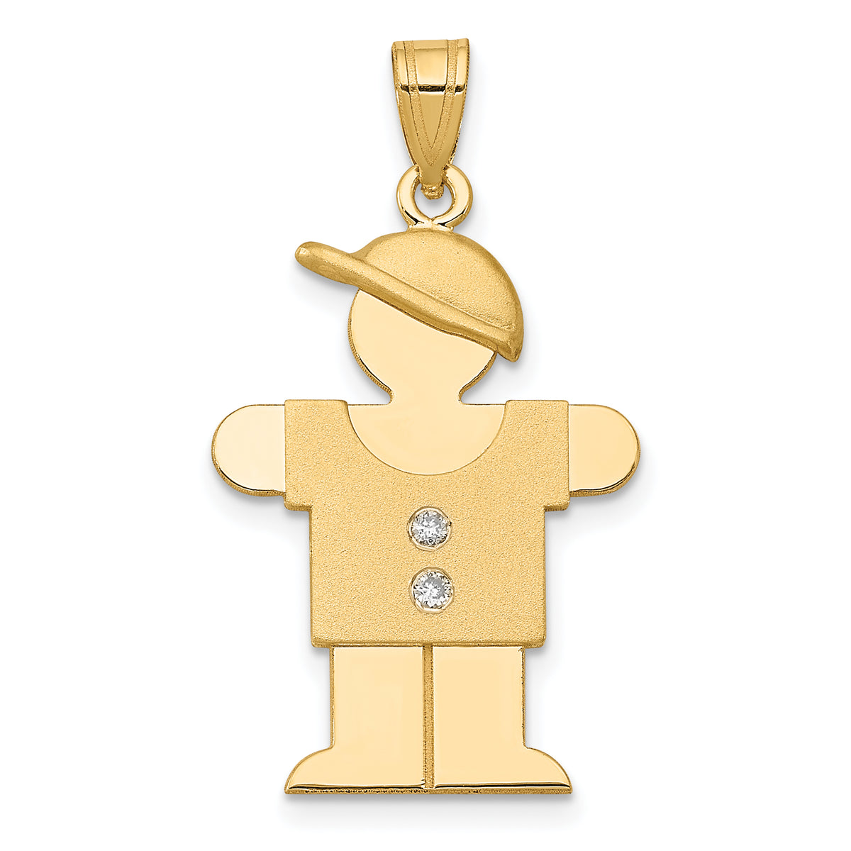 14k The Kids Medium Boy with Hat on Right AA Diamond Hugs Pendant