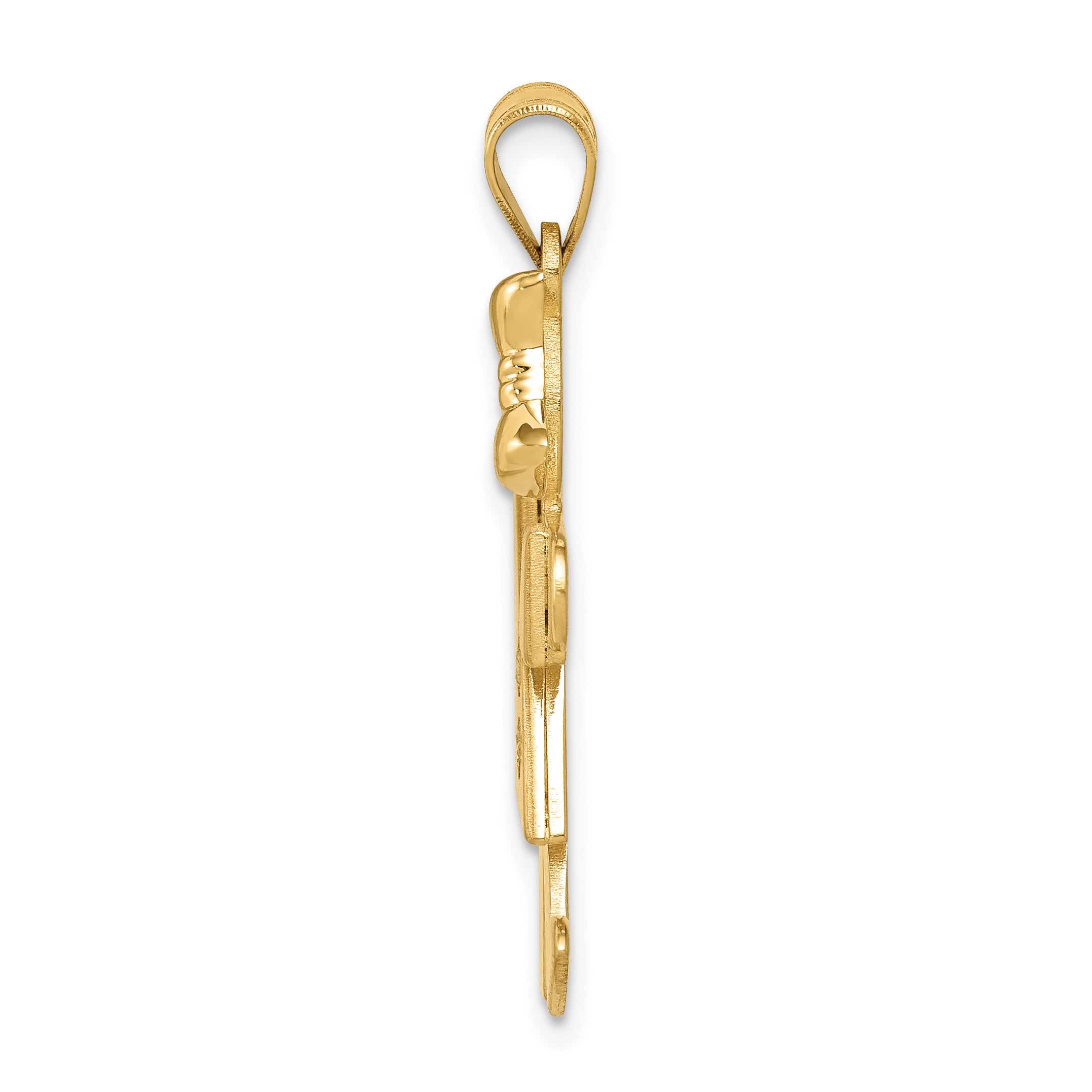 14k The Kids Medium Girl with Bow on Right AAA Diamond Kiss Pendant