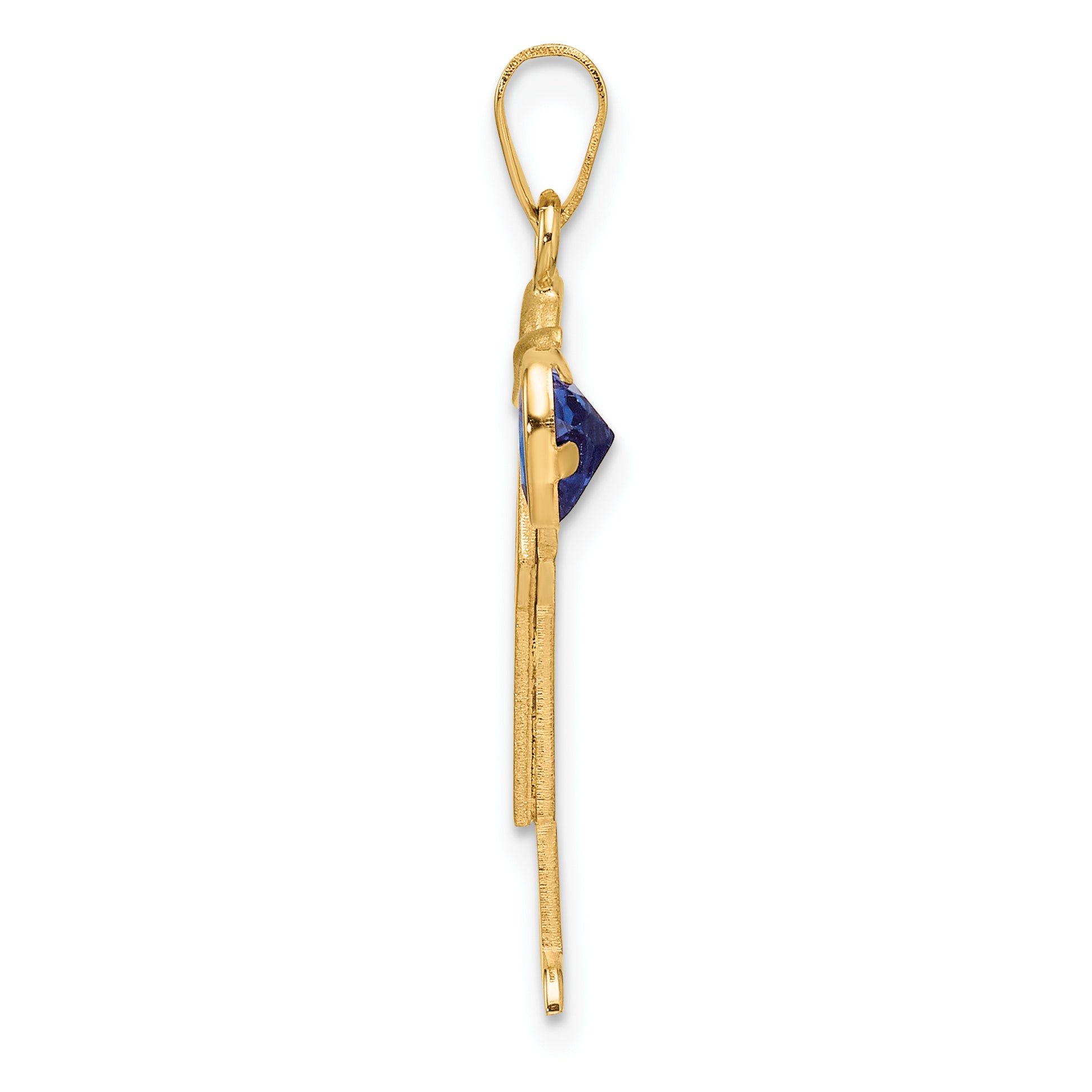 14k The Kids Boy with Dark Blue CZ September Birthstone Engravable Kiss Charm Secondary image