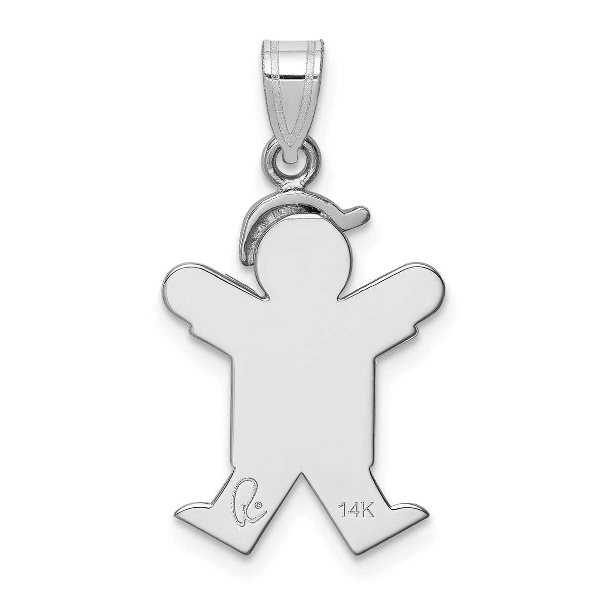 Boy Hat on Right Charm in 14K White Gold, 25mm Engravable - Sophia Jewelers