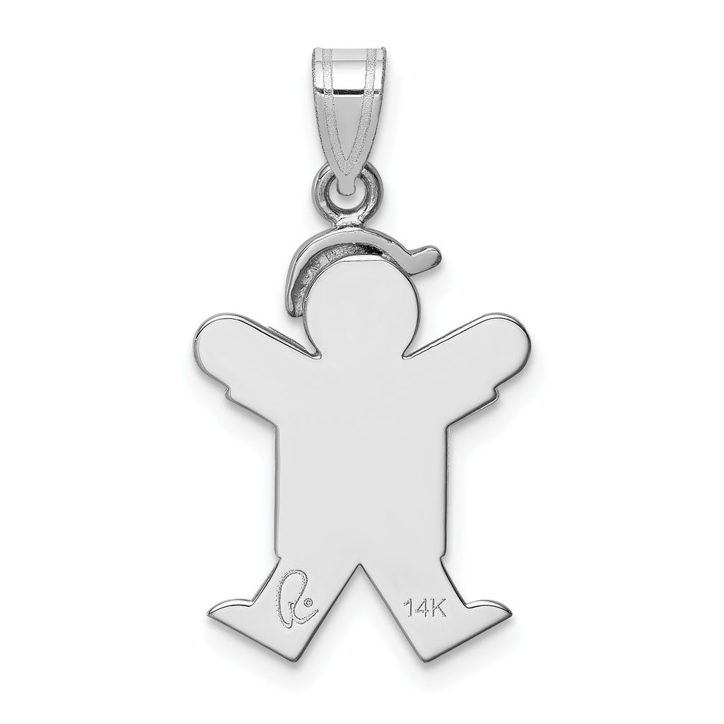 Boy Hat on Right Charm in 14K White Gold, 25mm Engravable - Sophia Jewelers