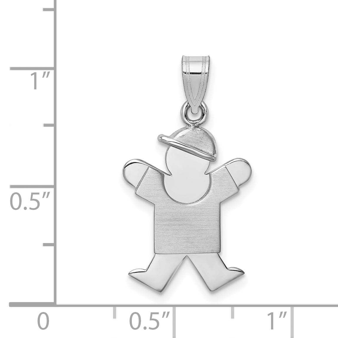 Boy Hat on Right Charm in 14K White Gold, 25mm Engravable - Sophia Jewelers