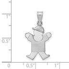 Boy Hat on Right Charm in 14K White Gold, 25mm Engravable - Sophia Jewelers