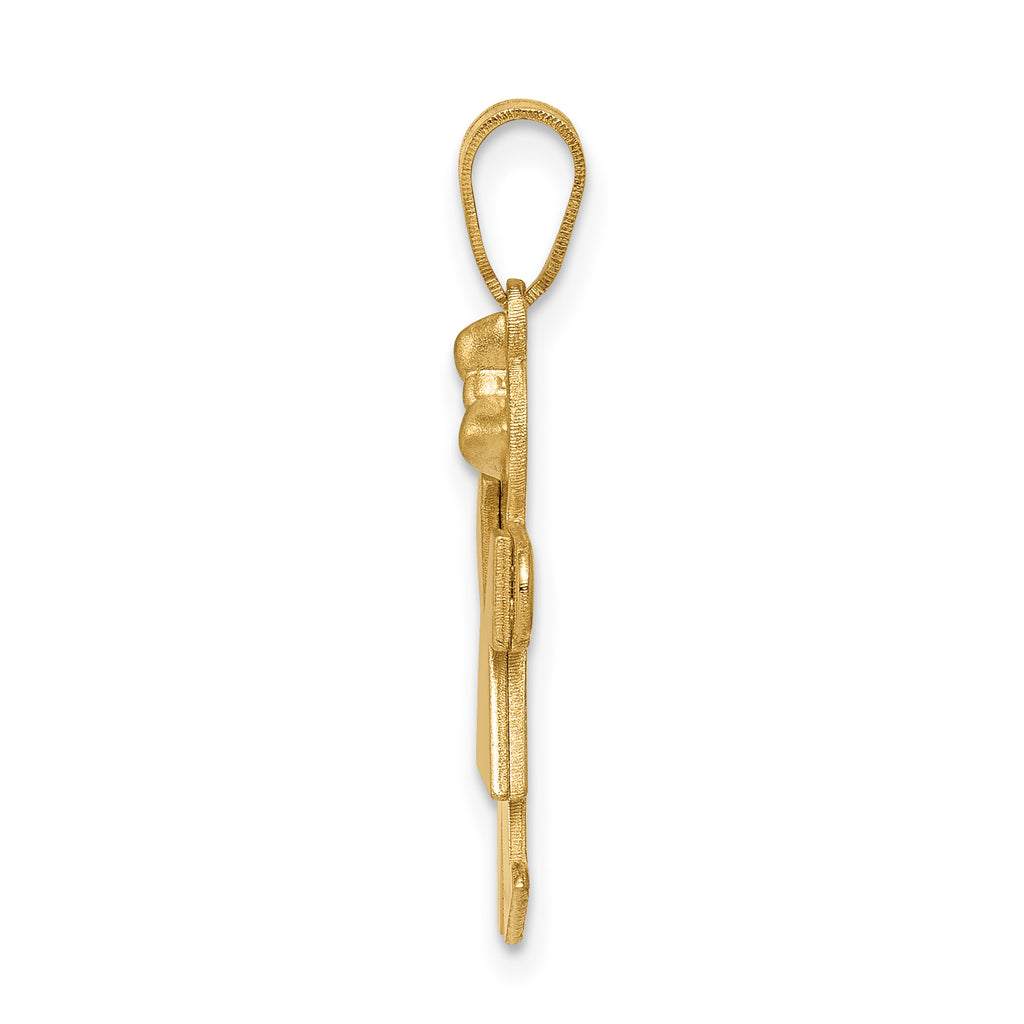 Girl Bow on Right Charm in 14K Yellow Gold, 24mm Engravable - Sophia Jewelers